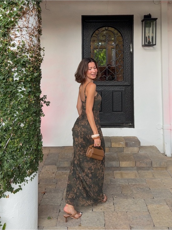 12th Tribe Dresses & Skirts - Elegant Brown Floral Slip Dress - Women